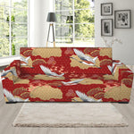 Crane Bird Kimono Pattern Print Sofa Slipcover