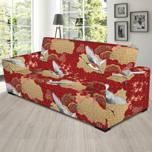 Crane Bird Kimono Pattern Print Sofa Slipcover