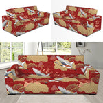 Crane Bird Kimono Pattern Print Sofa Slipcover