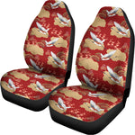 Crane Bird Kimono Pattern Print Universal Fit Car Seat Covers