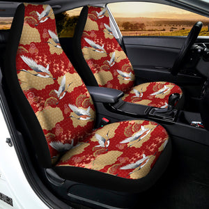 Crane Bird Kimono Pattern Print Universal Fit Car Seat Covers