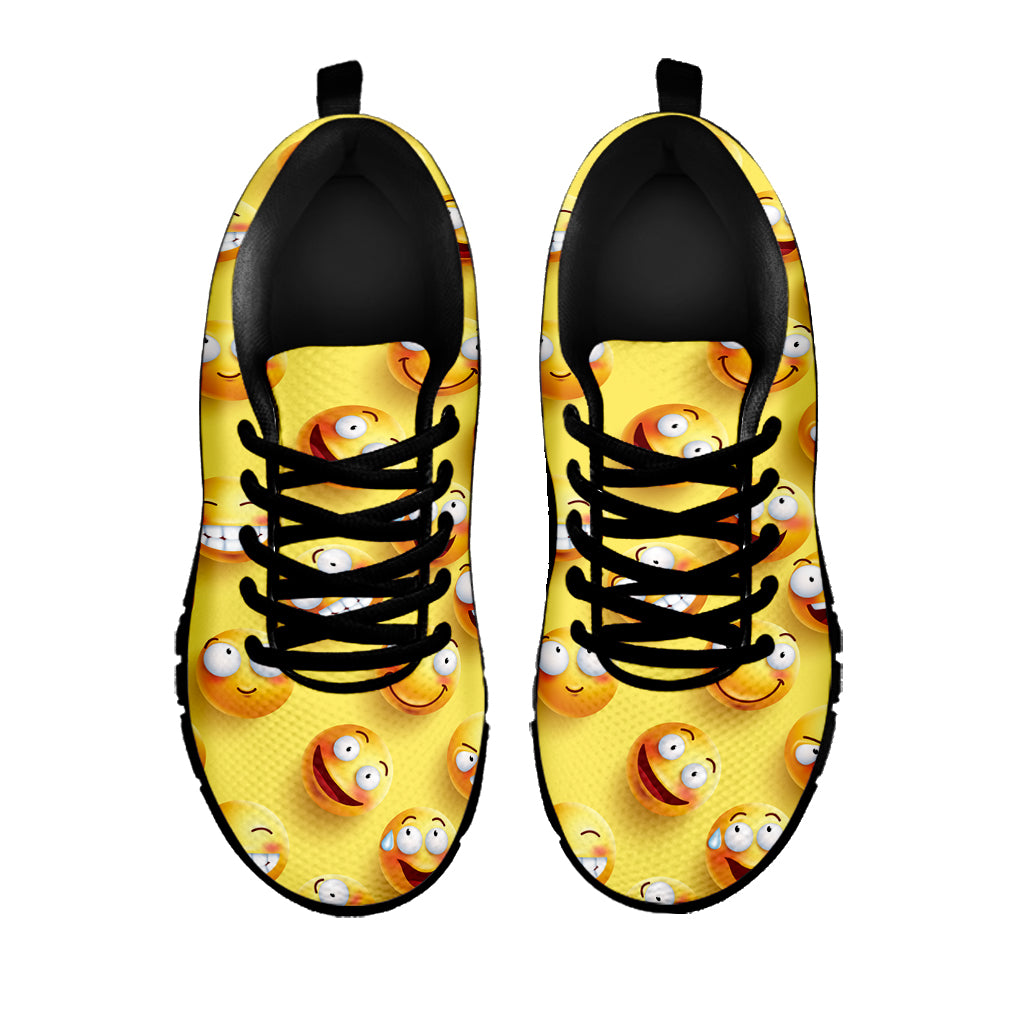 Crazy Emoji Pattern Print Black Sneakers