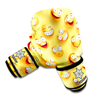 Crazy Emoji Pattern Print Boxing Gloves