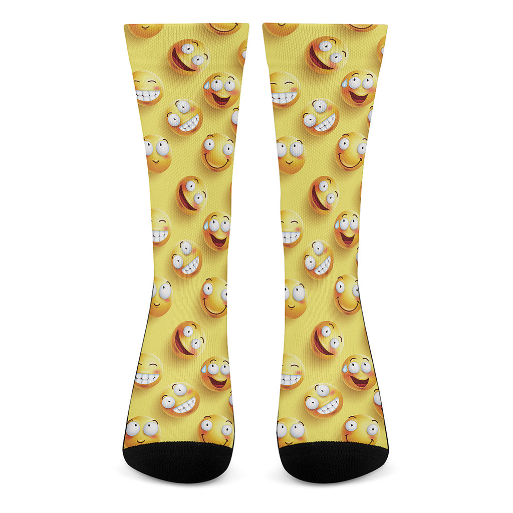 Crazy Emoji Pattern Print Crew Socks