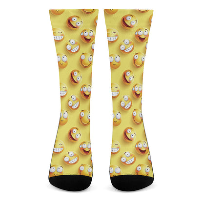Crazy Emoji Pattern Print Crew Socks