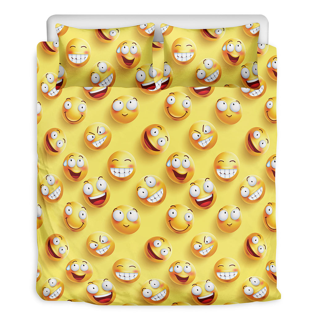 Crazy Emoji Pattern Print Duvet Cover Bedding Set