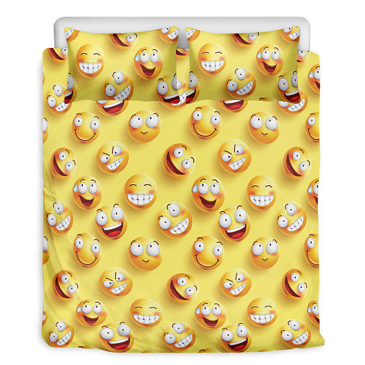 Crazy Emoji Pattern Print Duvet Cover Bedding Set