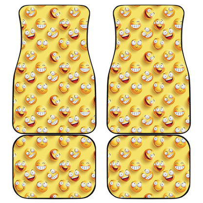 Crazy Emoji Pattern Print Front and Back Car Floor Mats