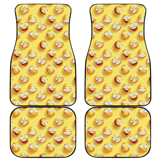Crazy Emoji Pattern Print Front and Back Car Floor Mats