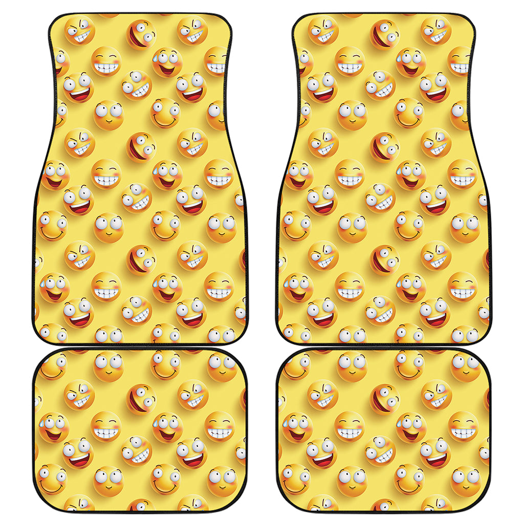 Crazy Emoji Pattern Print Front and Back Car Floor Mats