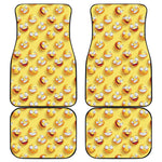 Crazy Emoji Pattern Print Front and Back Car Floor Mats