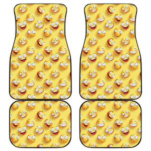 Crazy Emoji Pattern Print Front and Back Car Floor Mats