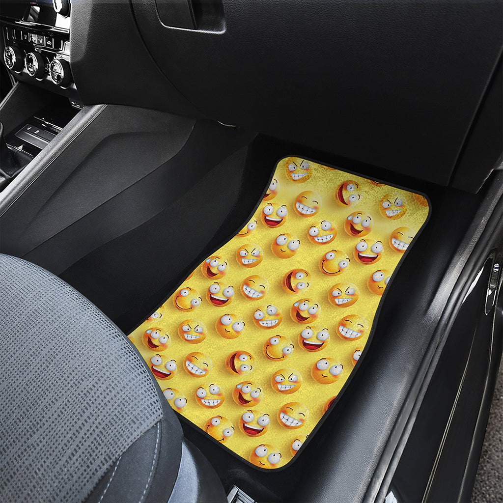 Crazy Emoji Pattern Print Front and Back Car Floor Mats