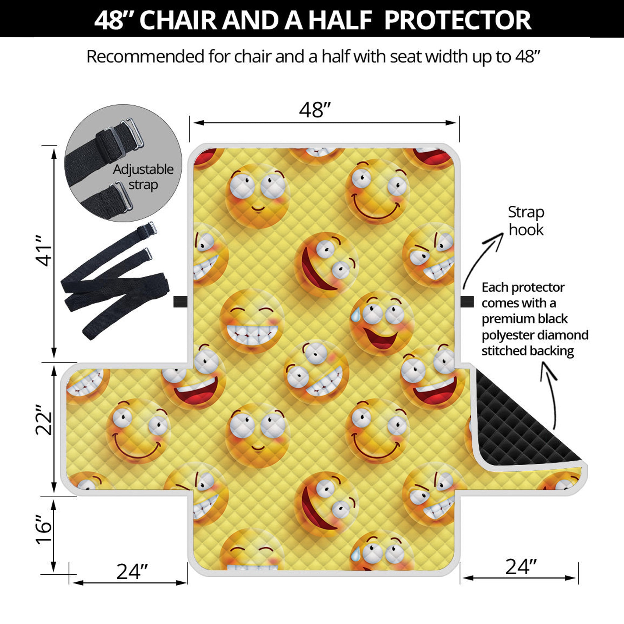 Crazy Emoji Pattern Print Half Sofa Protector