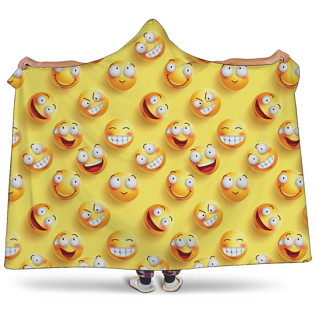 Crazy Emoji Pattern Print Hooded Blanket