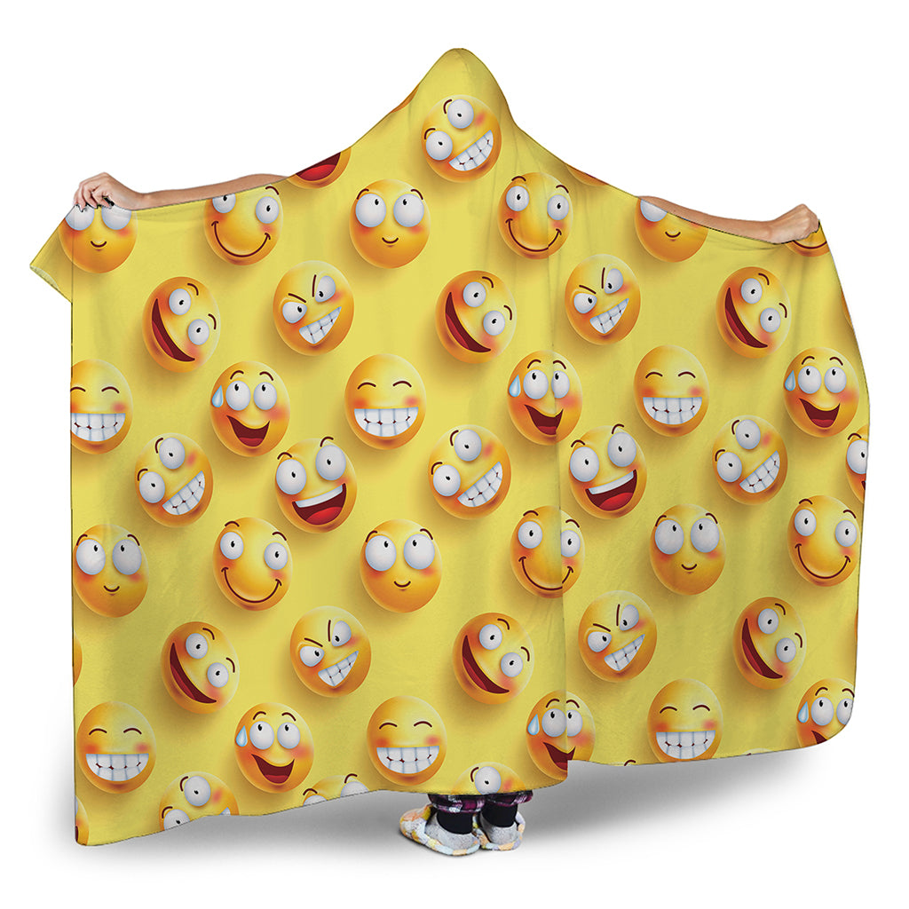 Crazy Emoji Pattern Print Hooded Blanket