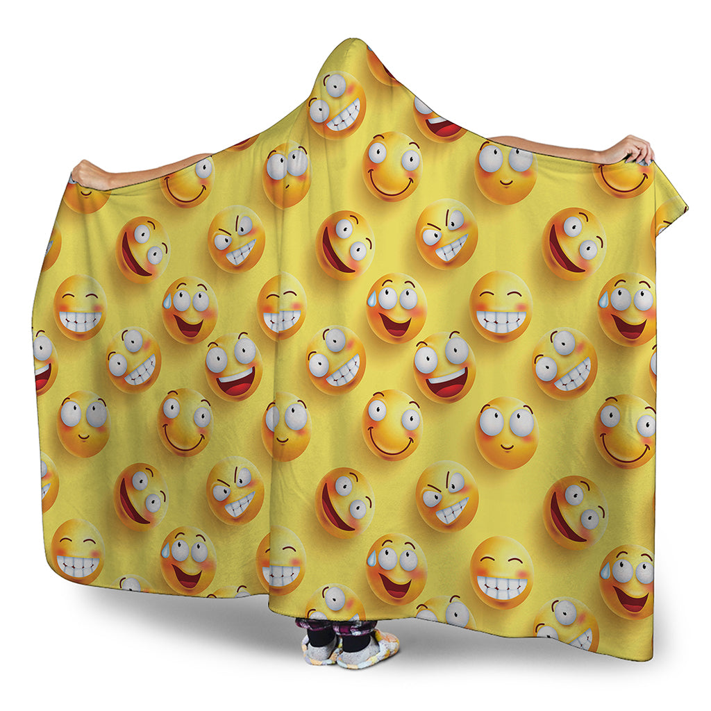 Crazy Emoji Pattern Print Hooded Blanket