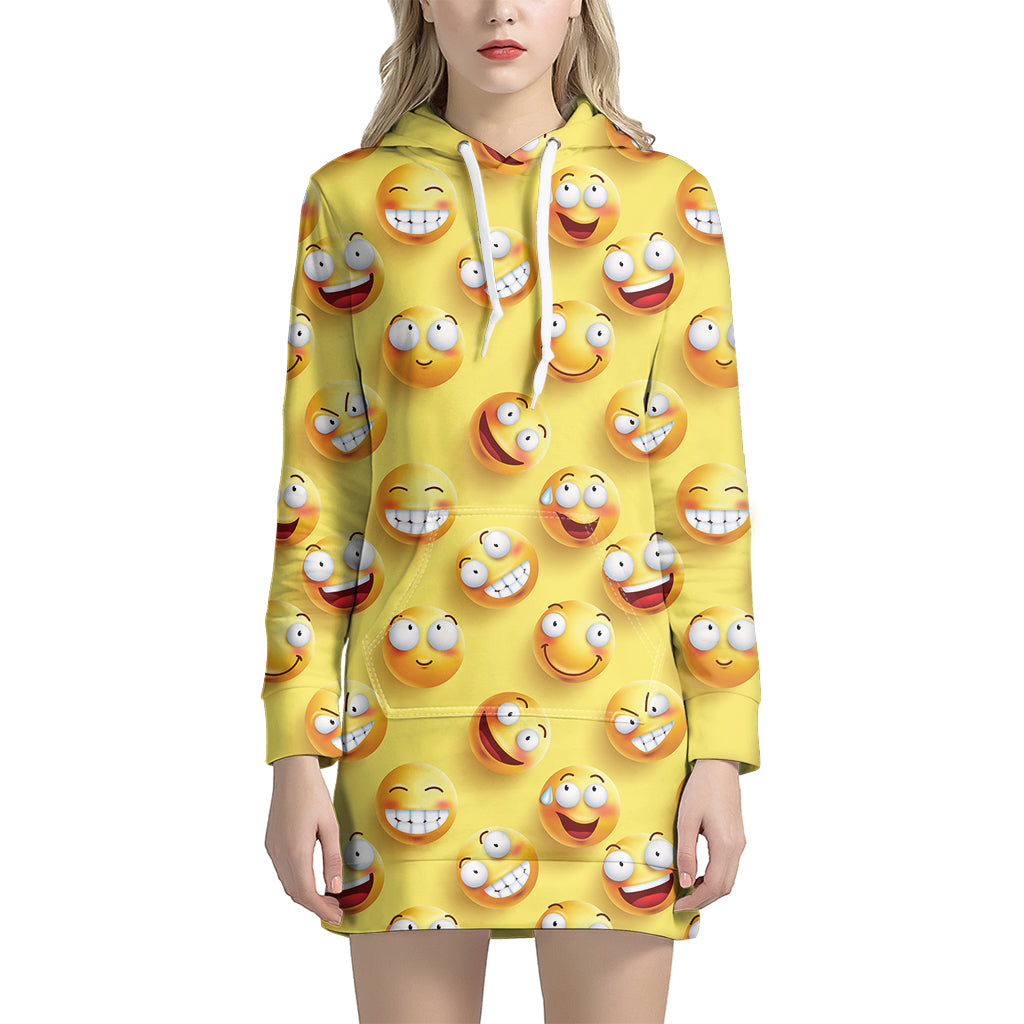 Crazy Emoji Pattern Print Hoodie Dress