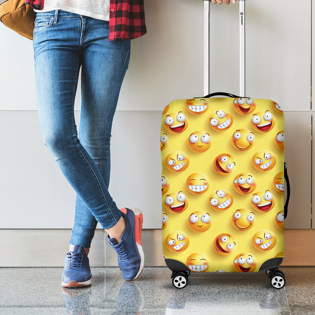 Crazy Emoji Pattern Print Luggage Cover