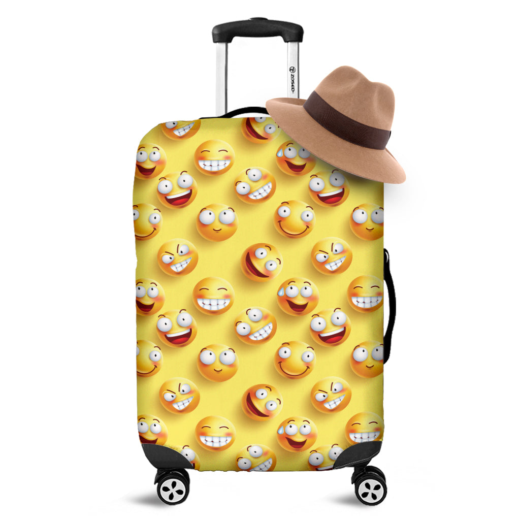 Crazy Emoji Pattern Print Luggage Cover