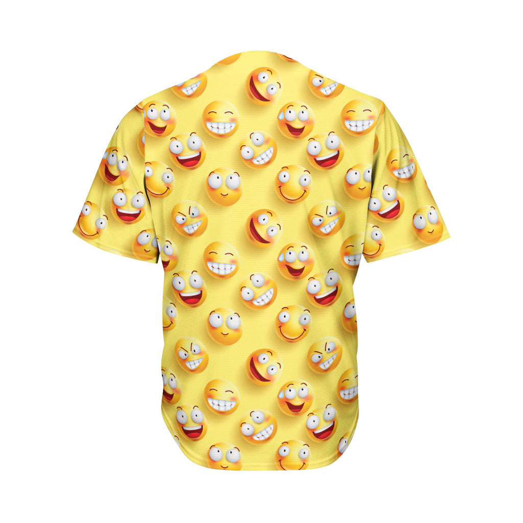 Crazy Emoji Pattern Print Men's Baseball Jersey