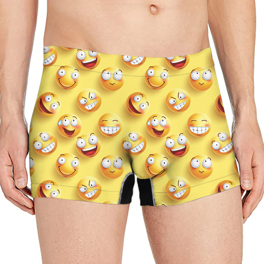 Crazy Emoji Pattern Print Men's Boxer Briefs