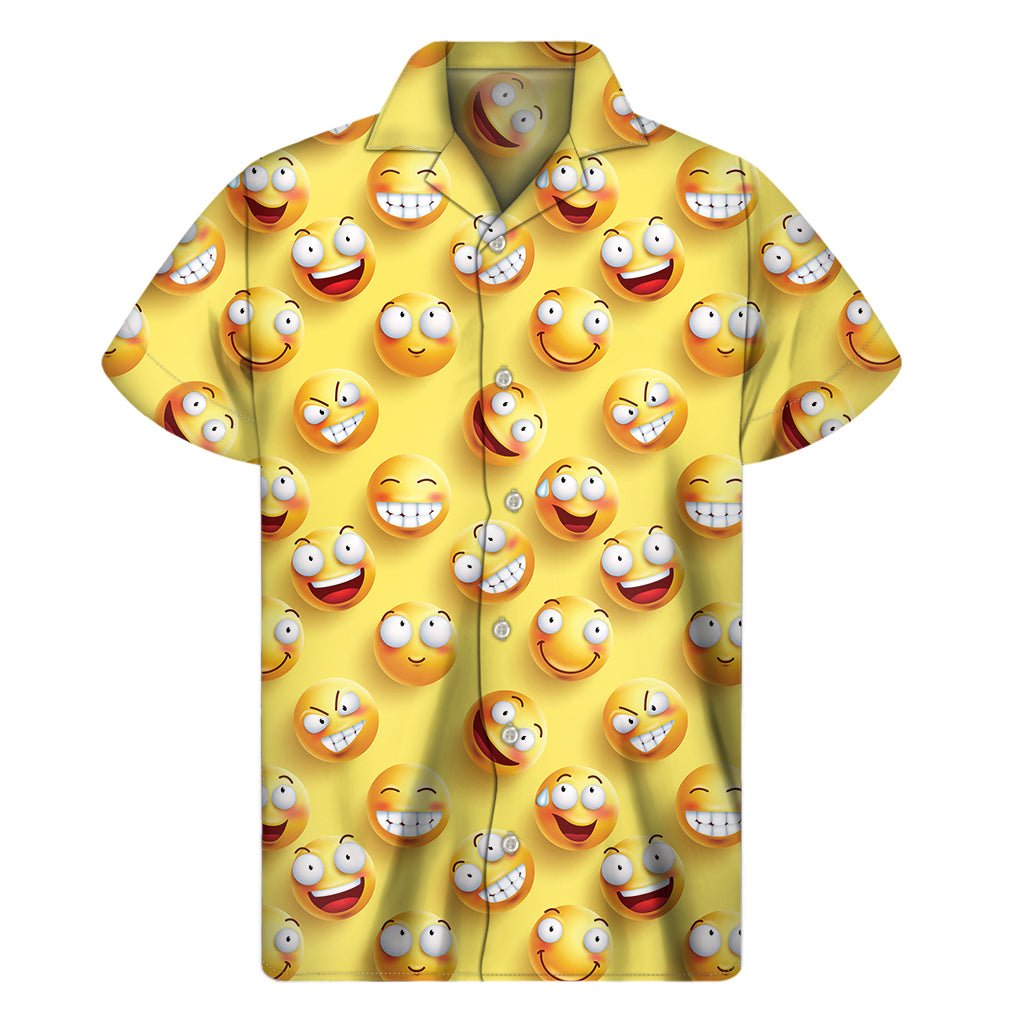 Crazy Emoji Pattern Print Men's Short Sleeve Shirt