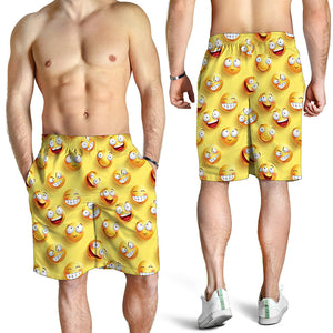 Crazy Emoji Pattern Print Men's Shorts