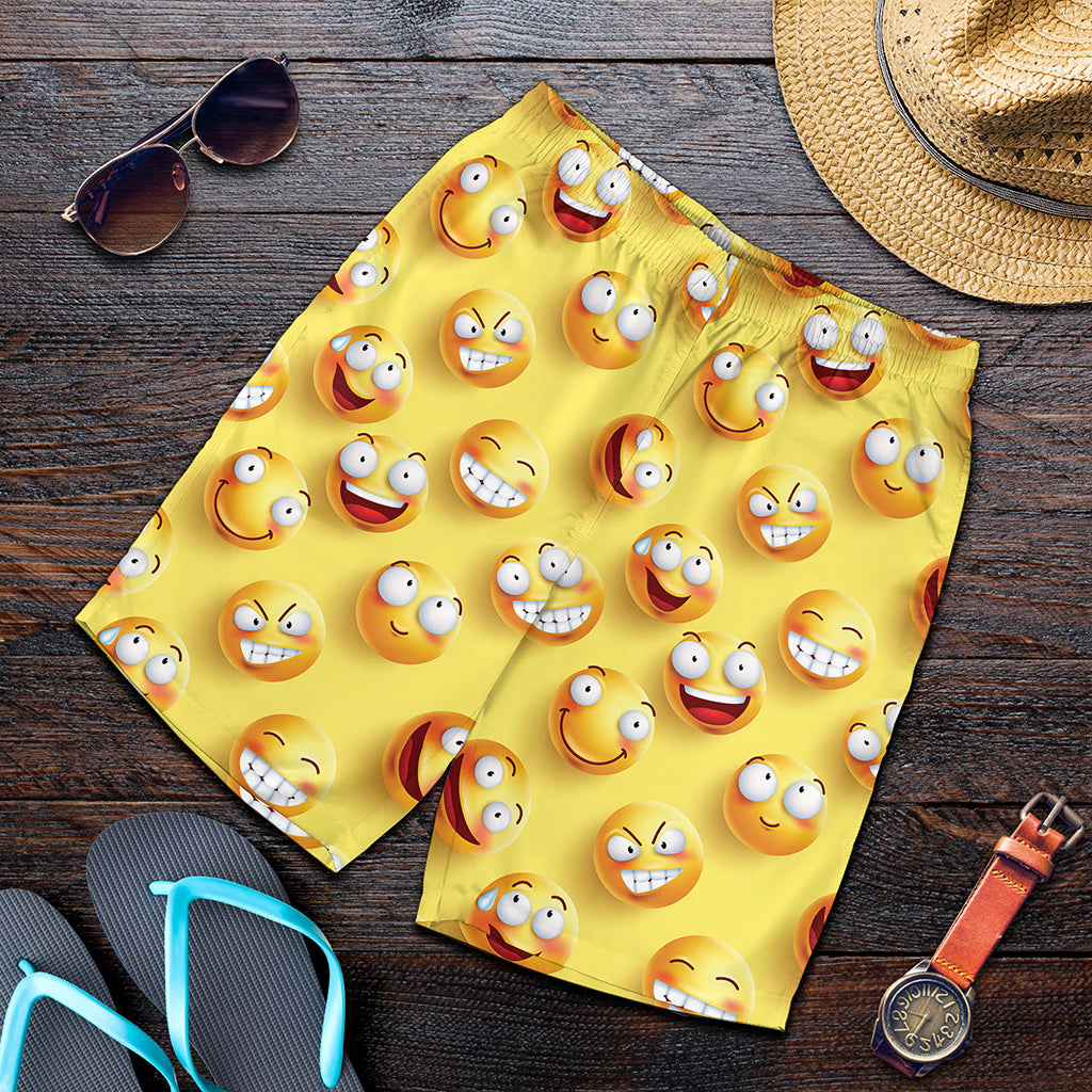 Crazy Emoji Pattern Print Men's Shorts