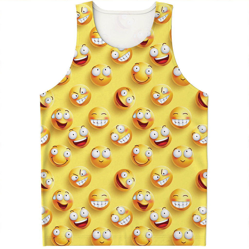 Crazy Emoji Pattern Print Men's Tank Top