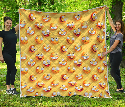 Crazy Emoji Pattern Print Quilt