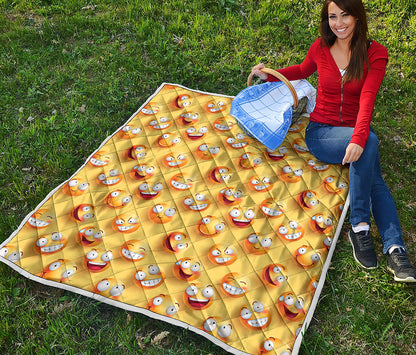 Crazy Emoji Pattern Print Quilt