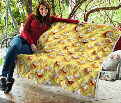 Crazy Emoji Pattern Print Quilt