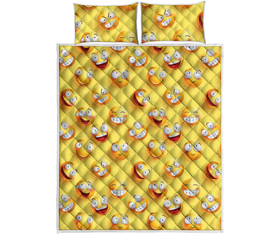 Crazy Emoji Pattern Print Quilt Bed Set