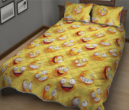 Crazy Emoji Pattern Print Quilt Bed Set
