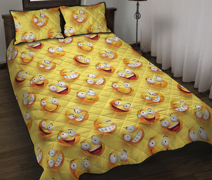 Crazy Emoji Pattern Print Quilt Bed Set