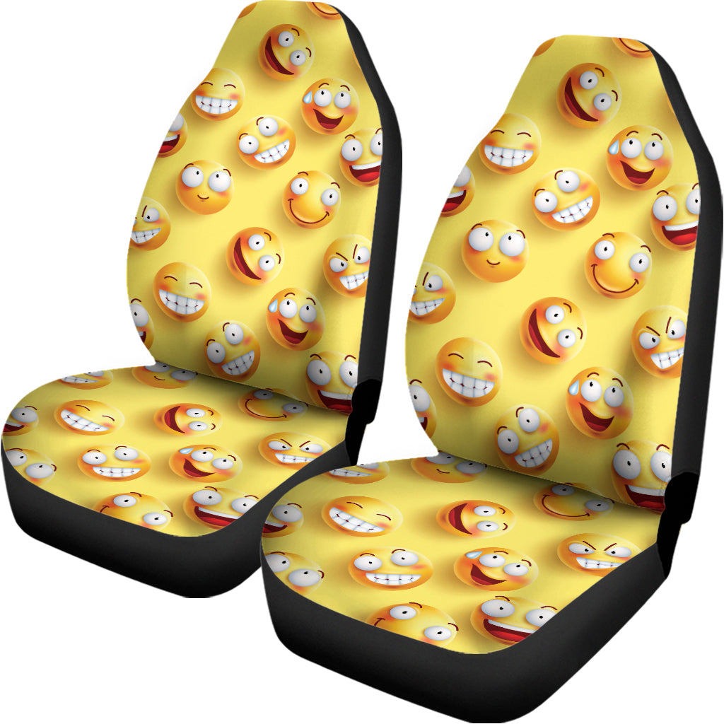 Crazy Emoji Pattern Print Universal Fit Car Seat Covers