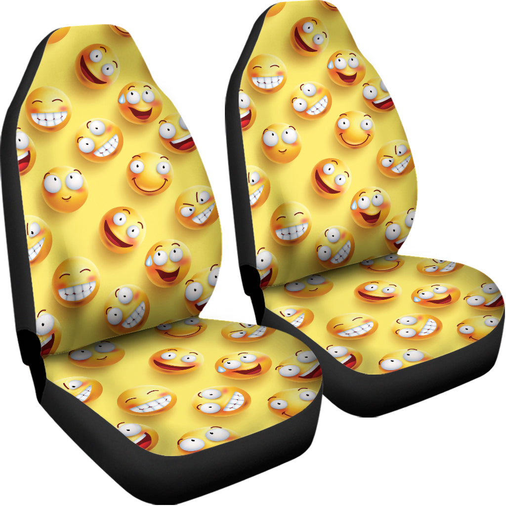 Crazy Emoji Pattern Print Universal Fit Car Seat Covers