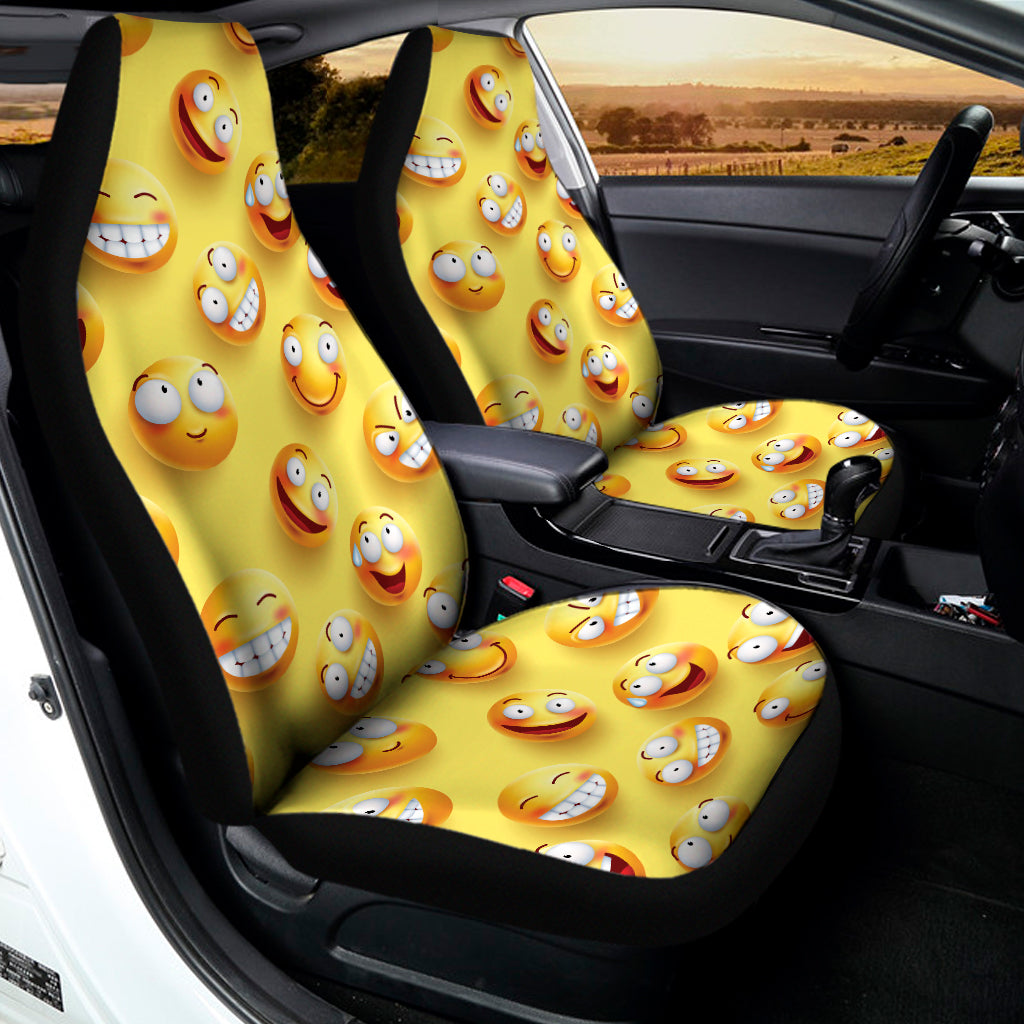 Crazy Emoji Pattern Print Universal Fit Car Seat Covers