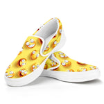 Crazy Emoji Pattern Print White Slip On Shoes