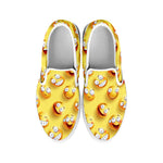 Crazy Emoji Pattern Print White Slip On Shoes