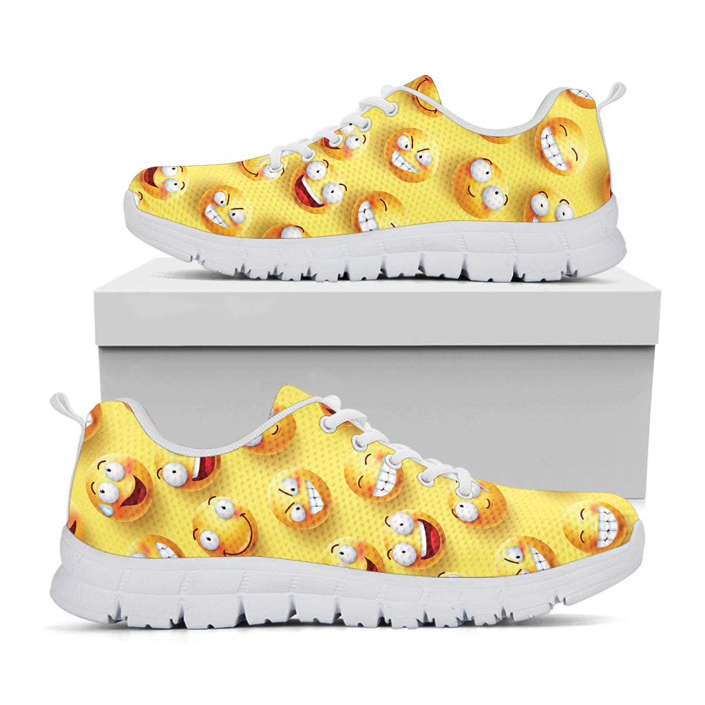 Crazy Emoji Pattern Print White Sneakers