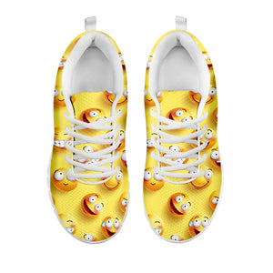 Crazy Emoji Pattern Print White Sneakers