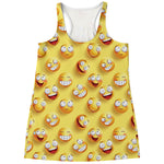 Crazy Emoji Pattern Print Women's Racerback Tank Top