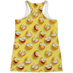 Crazy Emoji Pattern Print Women's Racerback Tank Top