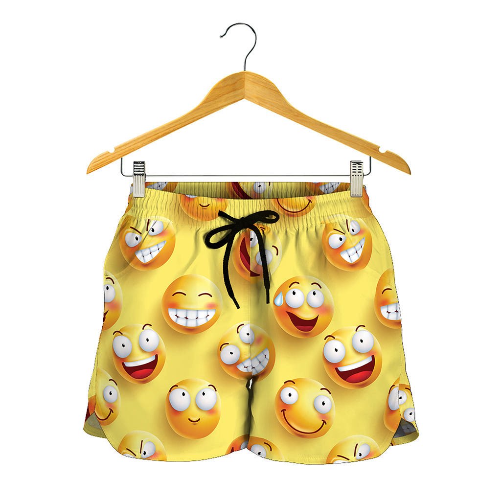 Crazy Emoji Pattern Print Women's Shorts