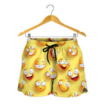 Crazy Emoji Pattern Print Women's Shorts