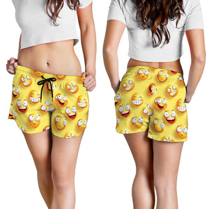 Crazy Emoji Pattern Print Women's Shorts