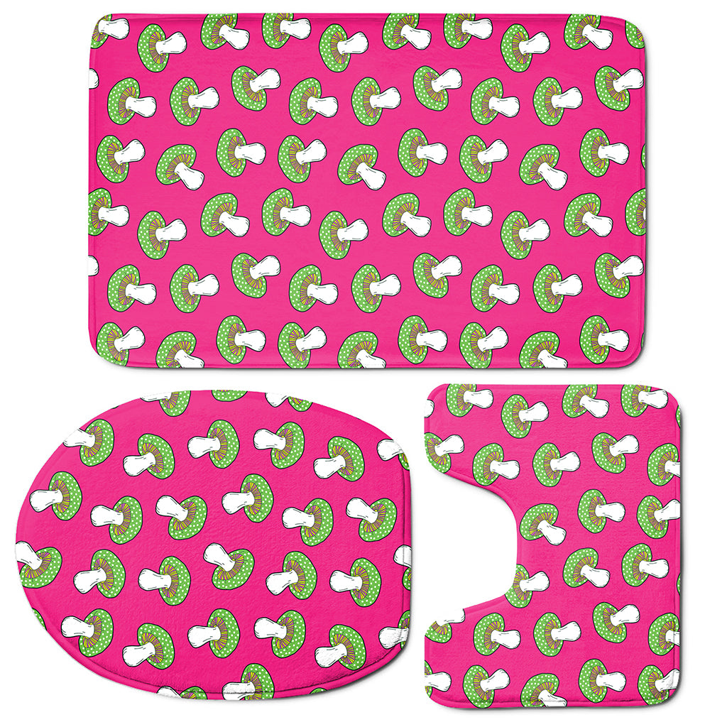 Crazy Mushroom Pattern Print 3 Piece Bath Mat Set