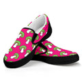 Crazy Mushroom Pattern Print Black Slip On Sneakers
